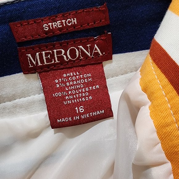 Women's Colorful Stripe Side Pockets Fully Lined Size 16 Skirt Nautical Summer - Picture 7 of 9